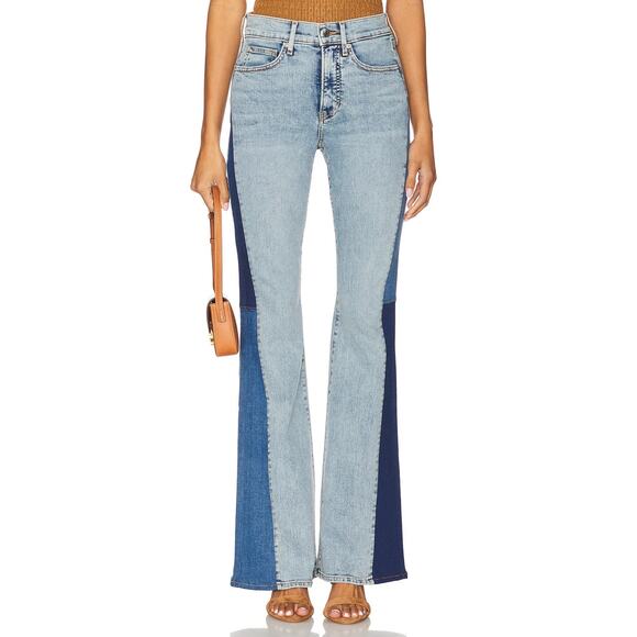 Veronica Beard Denim - VERONICA BEARD Beverly Two-Tone Skinny Flare Jean in Ripple Dust